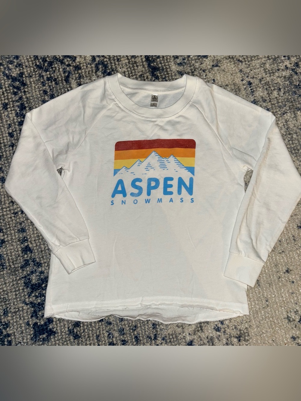 Alternative White Long-Sleeve Tee with Red, Orange, Yellow & Blue Graphic
